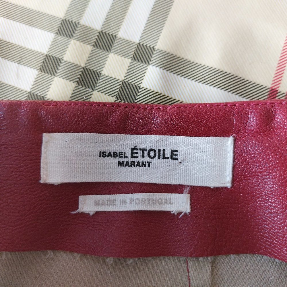 Isabel Marant Red pu Leather Ruffle Mini Skirt - Picture 6 of 8